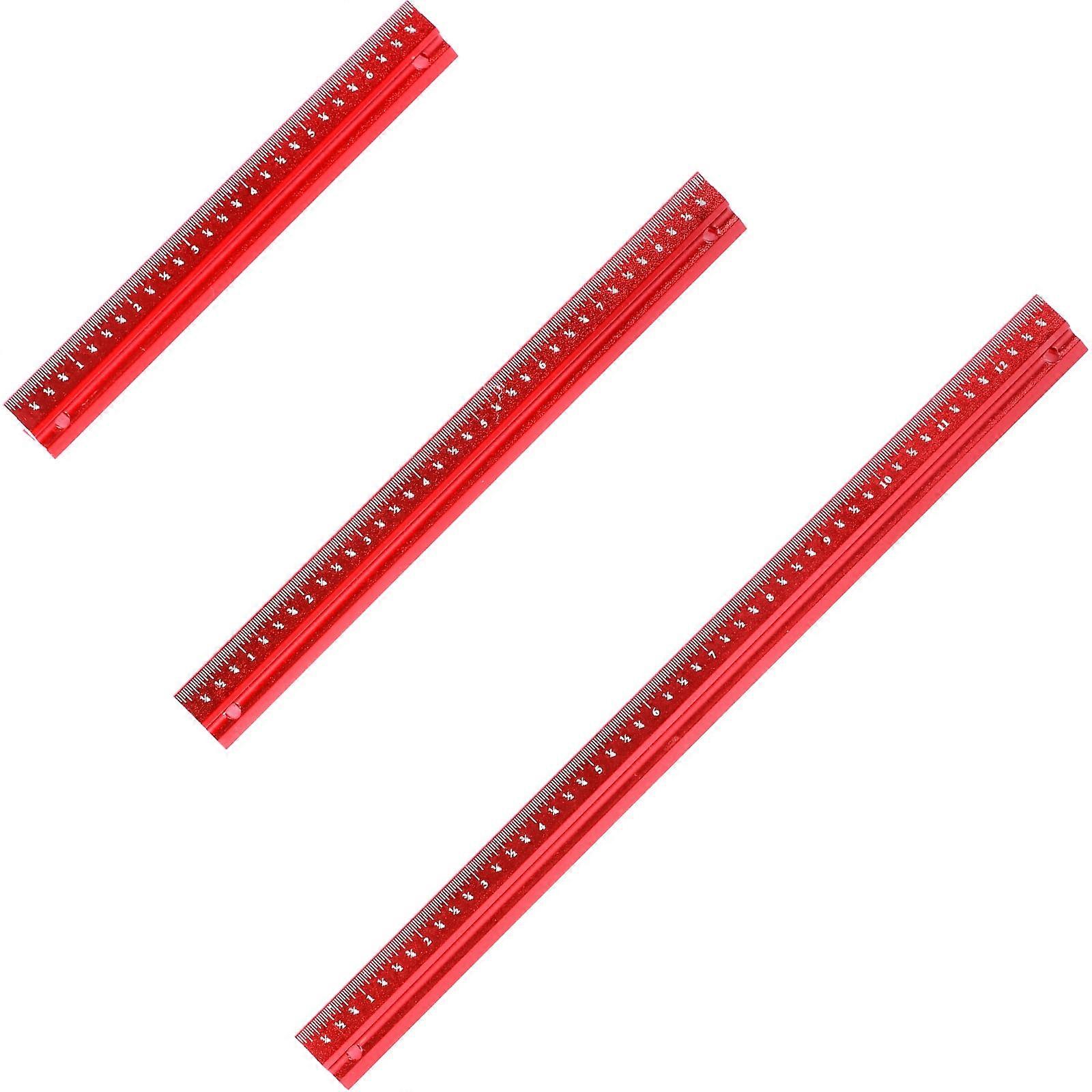 3Pcs Woodworking Edge Ruler Kit 7/9/13in Aluminum V Shape Carpenter Corner Measuring Tool, Precise Straight Ruler for Wood