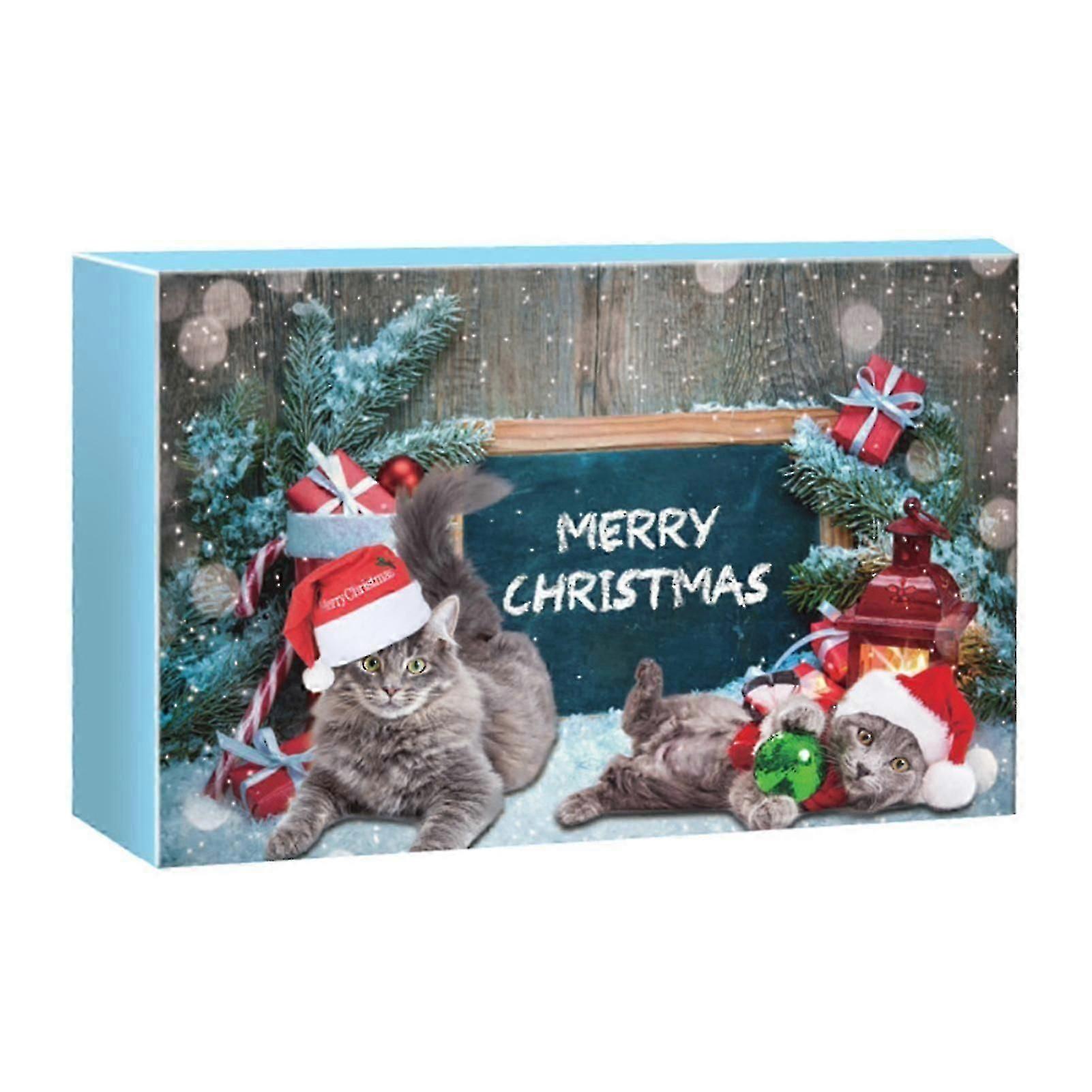 24-Day Cat Christmas Gift Box Interactive Countdown Calendar with Assorted Toys, Perfect Holiday Present for Cat Lovers