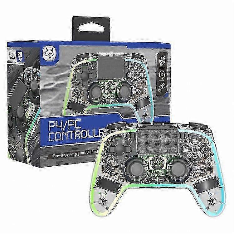 TOPWOLF HS-PS4280 Bluetooth Gamepad RGB Light 6-Axis Sensor Dual Vibration Game Controller for PS4 / PC