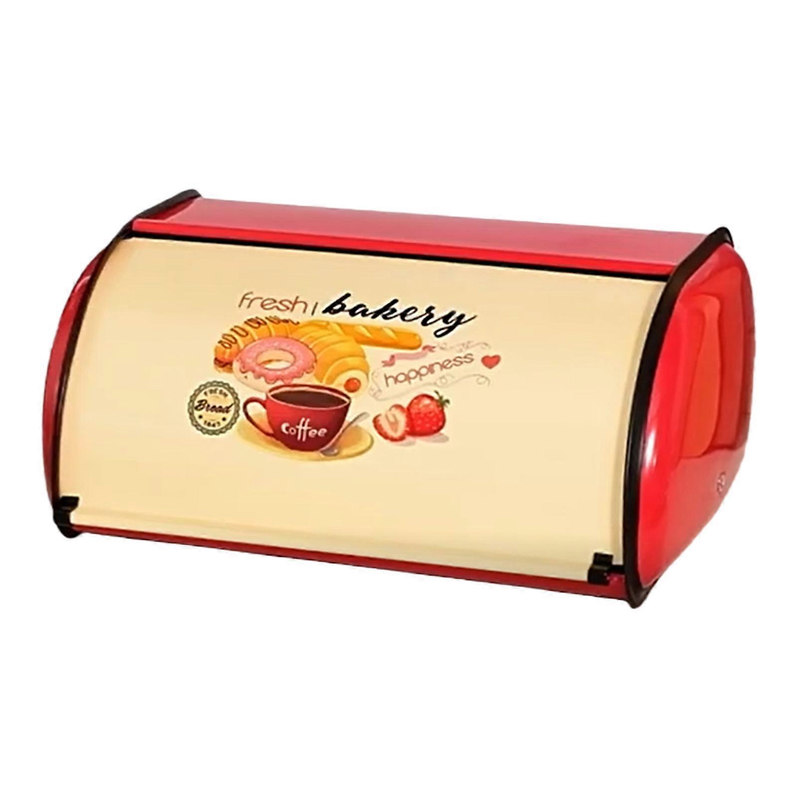 Rust Resistant Bread Storage Container Spacious Metal Construction Food Organiser with Lid For Countertops Use Multicolor