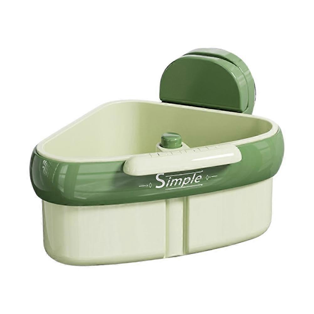 Sink Strainer Basket Triangular Suction Cup Push Type Drain Basket Plastic Corner Sink Green One Size