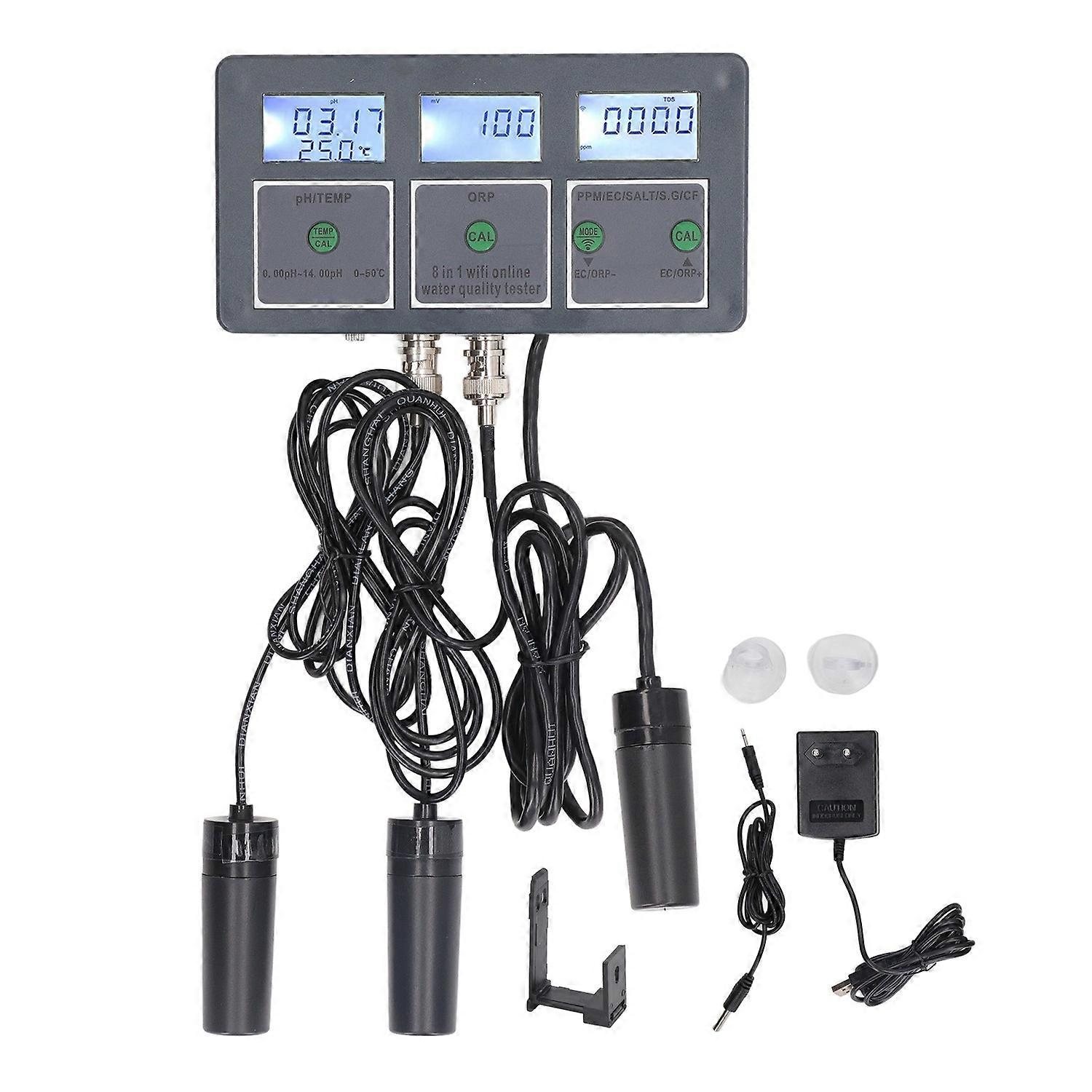 Multi Parameter Water Quality Tester S.G PH EC SALT ORP TDS CF TEMP 8 in 1 Rechargeable Online Monit