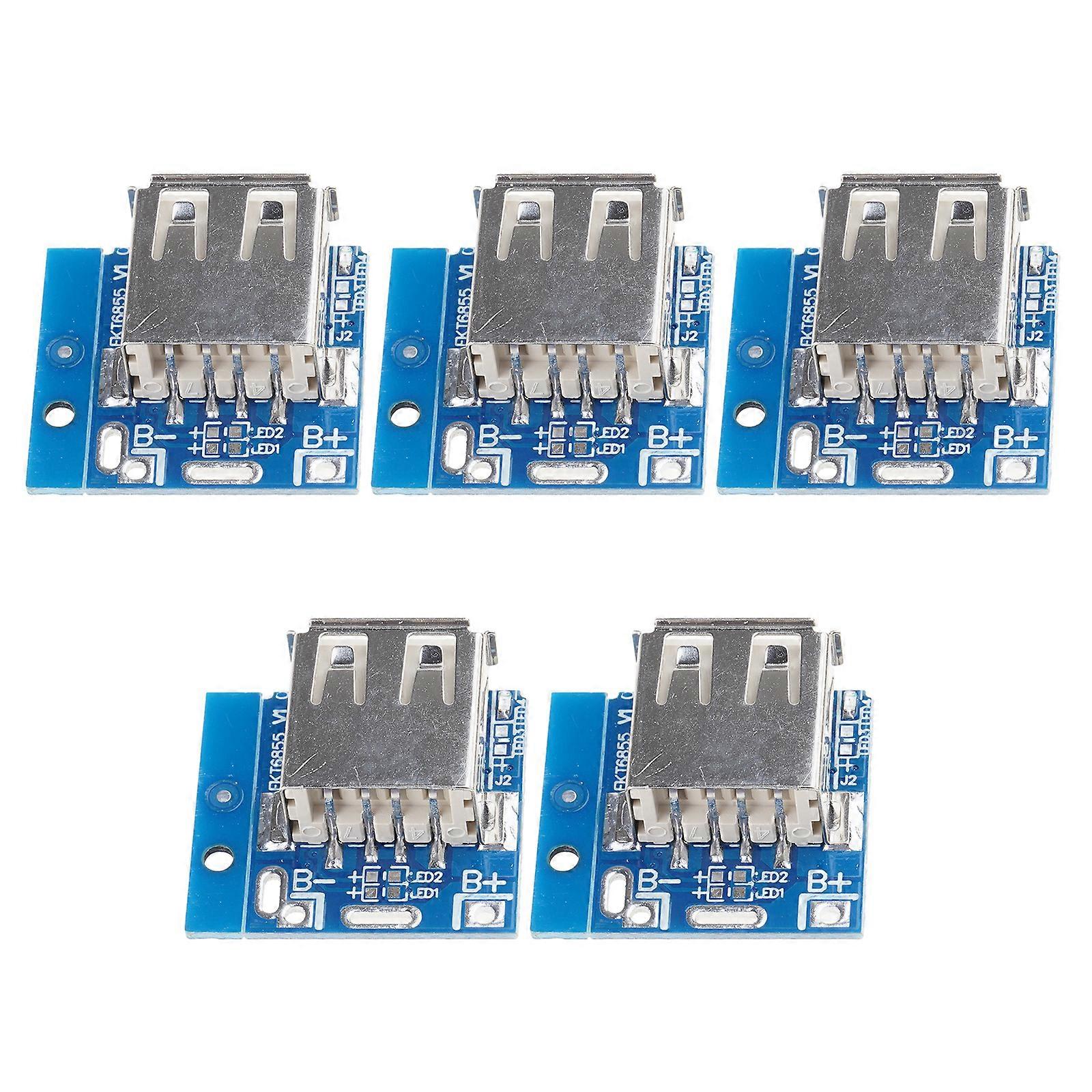 5Pcs 5V Boost Steps Up Power Supply Module for DIY Charging Adapter with LED Display USB C/Micros USB Port 134n3p Multicolor