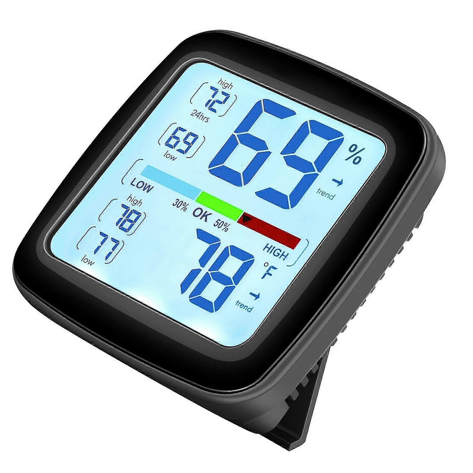 Digital Wetness Temperature Monitor With Top Tiny Records And Clock Function For Indoor Climate Control Multicolor