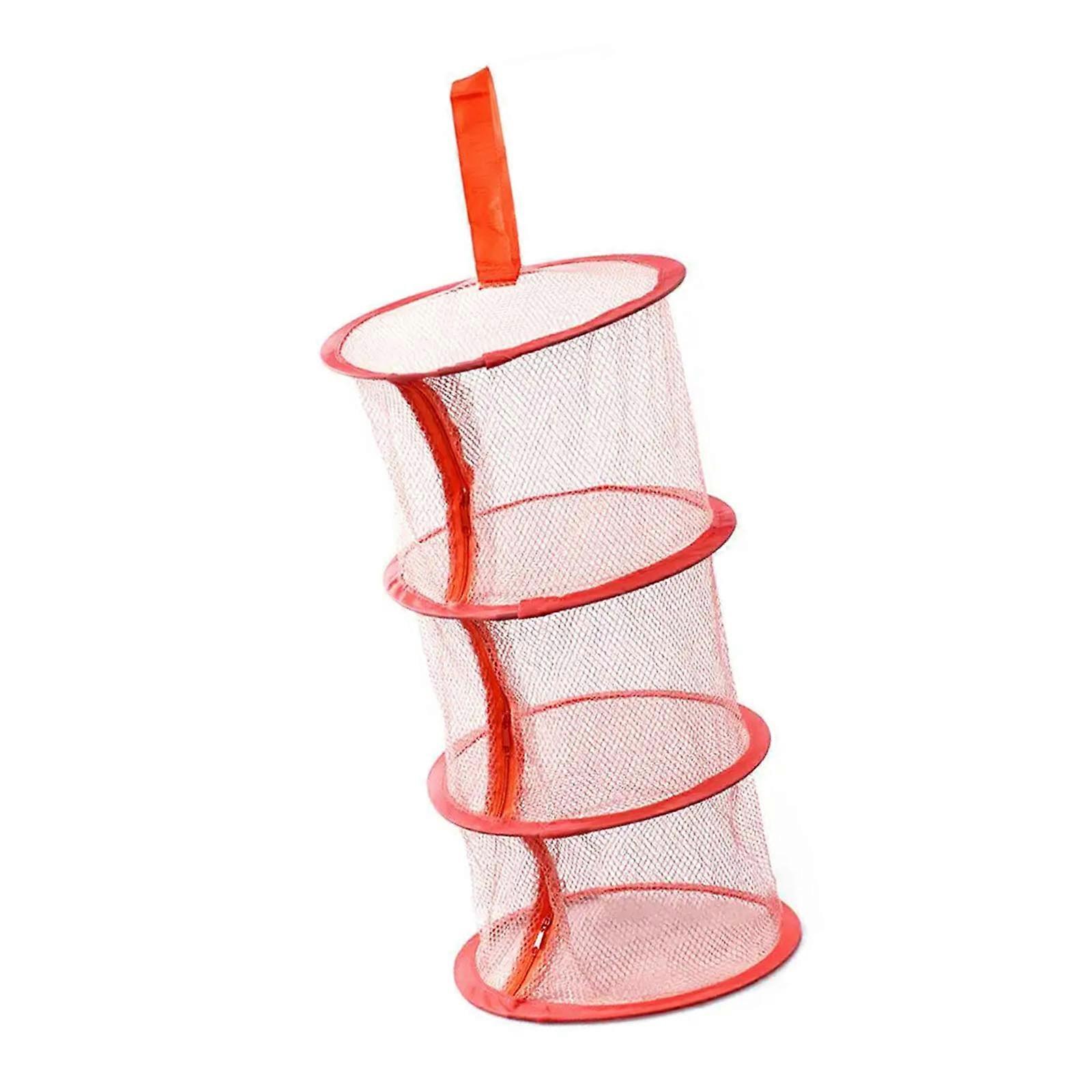 3Layer Hanging Drying Rack Herb Drying Basket Mesh Hanging Dryer Rack Zippers Bra Drying Basket for Balcony Courtyard  orange