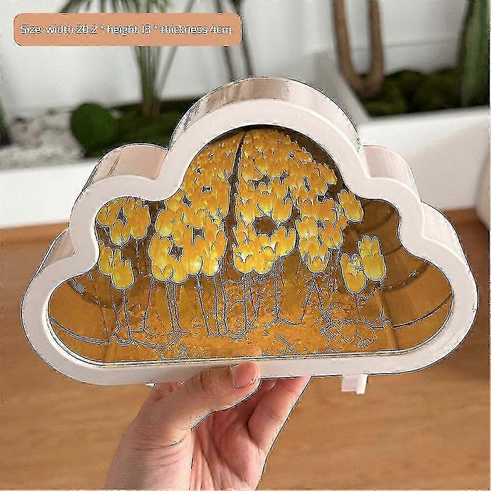 Handmade Tulip Cloud Mirror Night Light - Decorative LED Lamp for Home