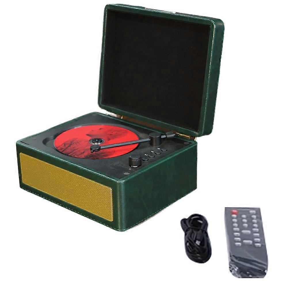 Portable Wireless Bluetooth Speaker, Multi-Functional Reprodutor CD Retro, Record Audio Player Dark Green