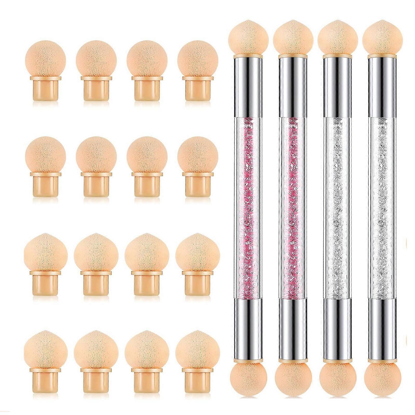 Nail Art Sponge Tool Set With Rhinestones Handle Manicure Blending Brush Nail Designs Accessories For Gradient Effect Multicolor