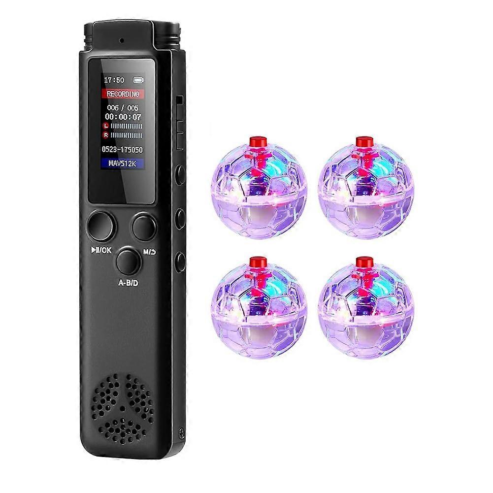5Piece Kit 64 GB Digital Voice Recorder with 4 LED Cat Ball Motion Activated Cat Ball Toy Voice Activated Voice Recorder