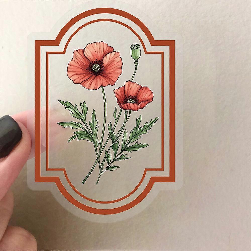 50 transparent retro botanical sticker sheets, waterproof transparent PET, suitable for journaling, guitar, and notebook decoration.