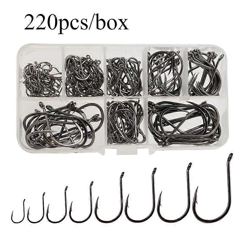 Ackibbik 220pcs Fishing Hooks Set Fish Hooks Freshwater Fishhook Large Size Worm Soft Bait Jig Fishhooks, Size 22 20 18 16 14