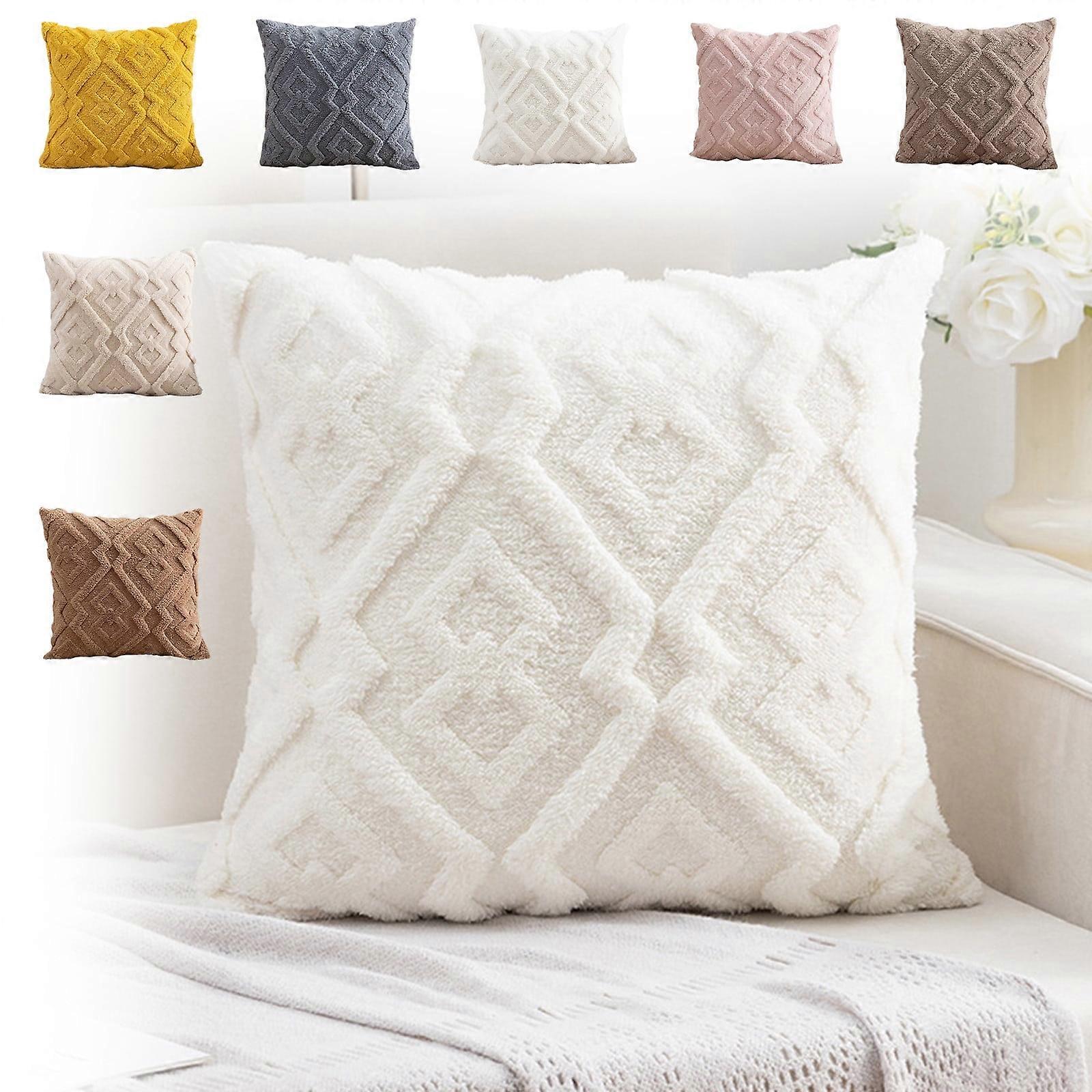 Jacenvly 7-color woven plush pillowcase 17.7X17.7In, compatible with modern home/office sofa/waist pillow, fall & Christmas decor