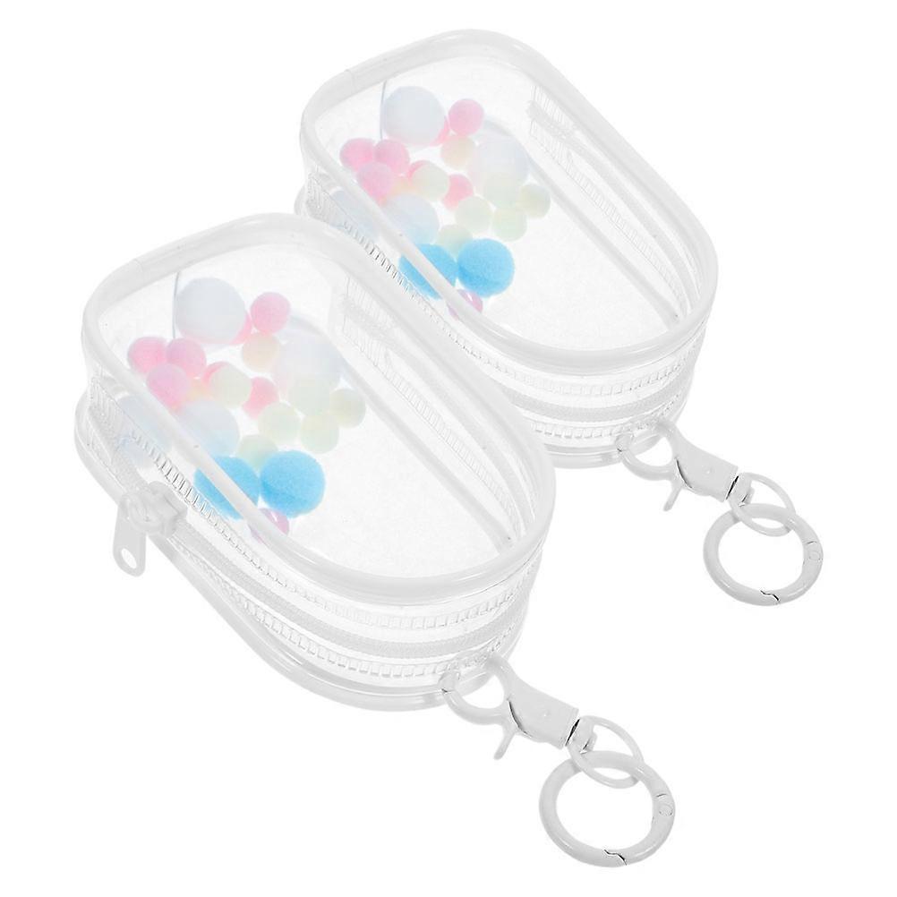 Mini Storage Bag Keychain Clear Figure Display Case For Collectors Easy To Clean 4.13X2.55X1.38IN 2Pcs
