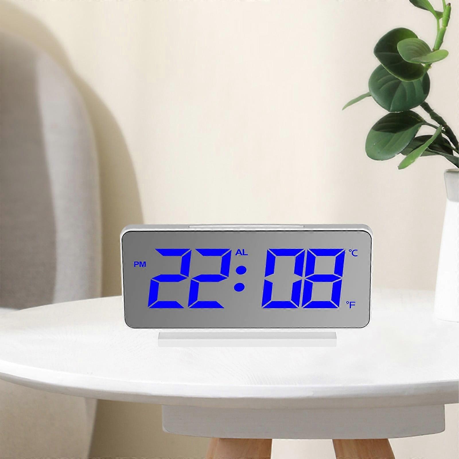 FloHua Christmas Clearance LED Clock with Color Screen & Mirror, 12/24-Hour, Two Brightness Modes, Desktop Clock for Home Office Bedroom Decor