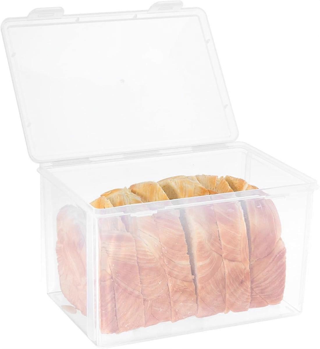 Plastic Bread Box, Airtight Container for Fridge, Keeps Bread Fresh, Compatible with Slice Bread, Crackers, Snacks, Bagels, with Lid