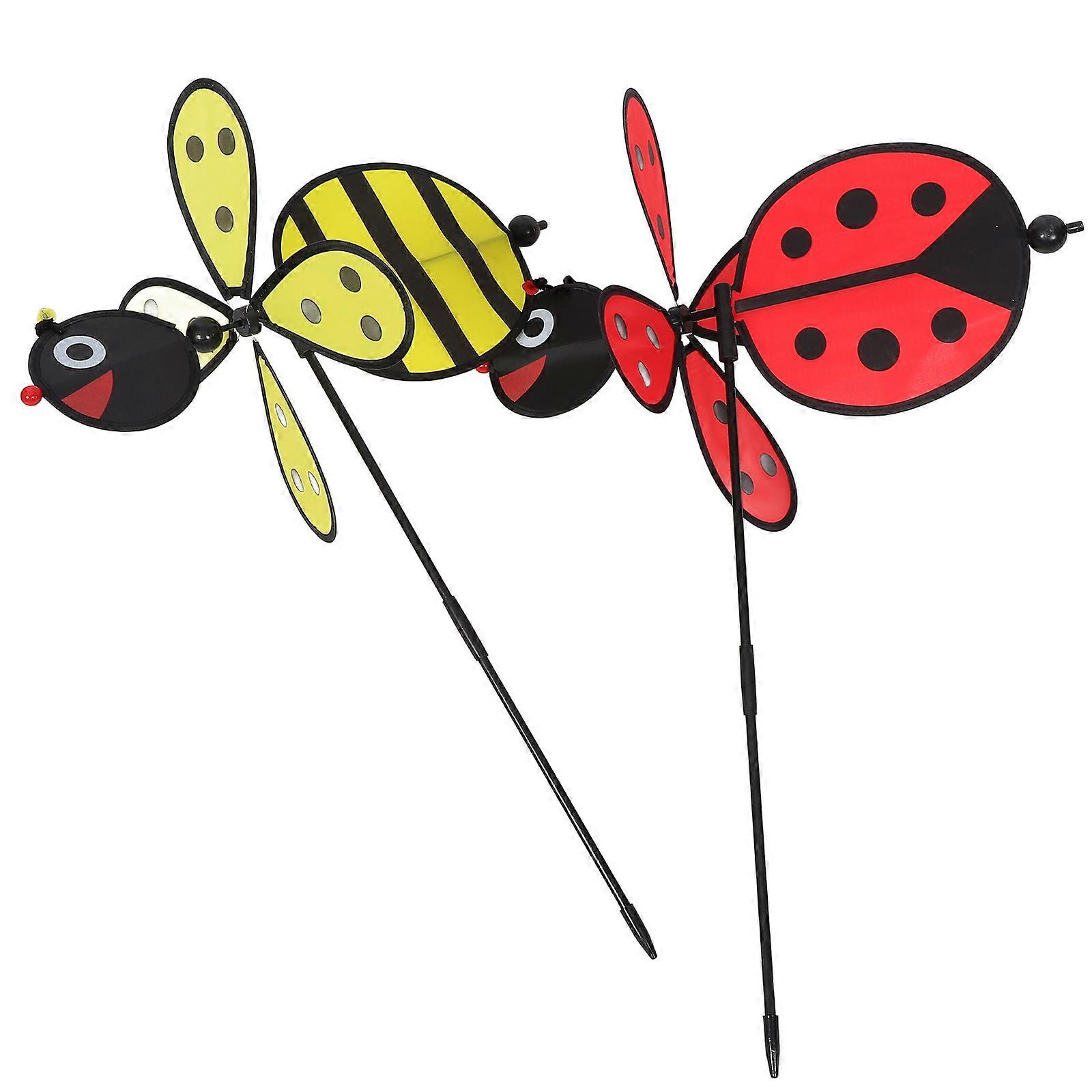 Assorted Color Fabric Windmill for Kids Playing Durable and Portable Insect Shape Design 2PCS