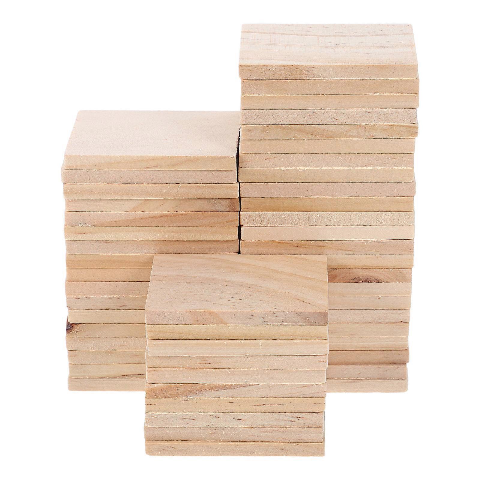 Wooden Rectangle Craft Blocks for DIY Building 50Pcs Unfinished