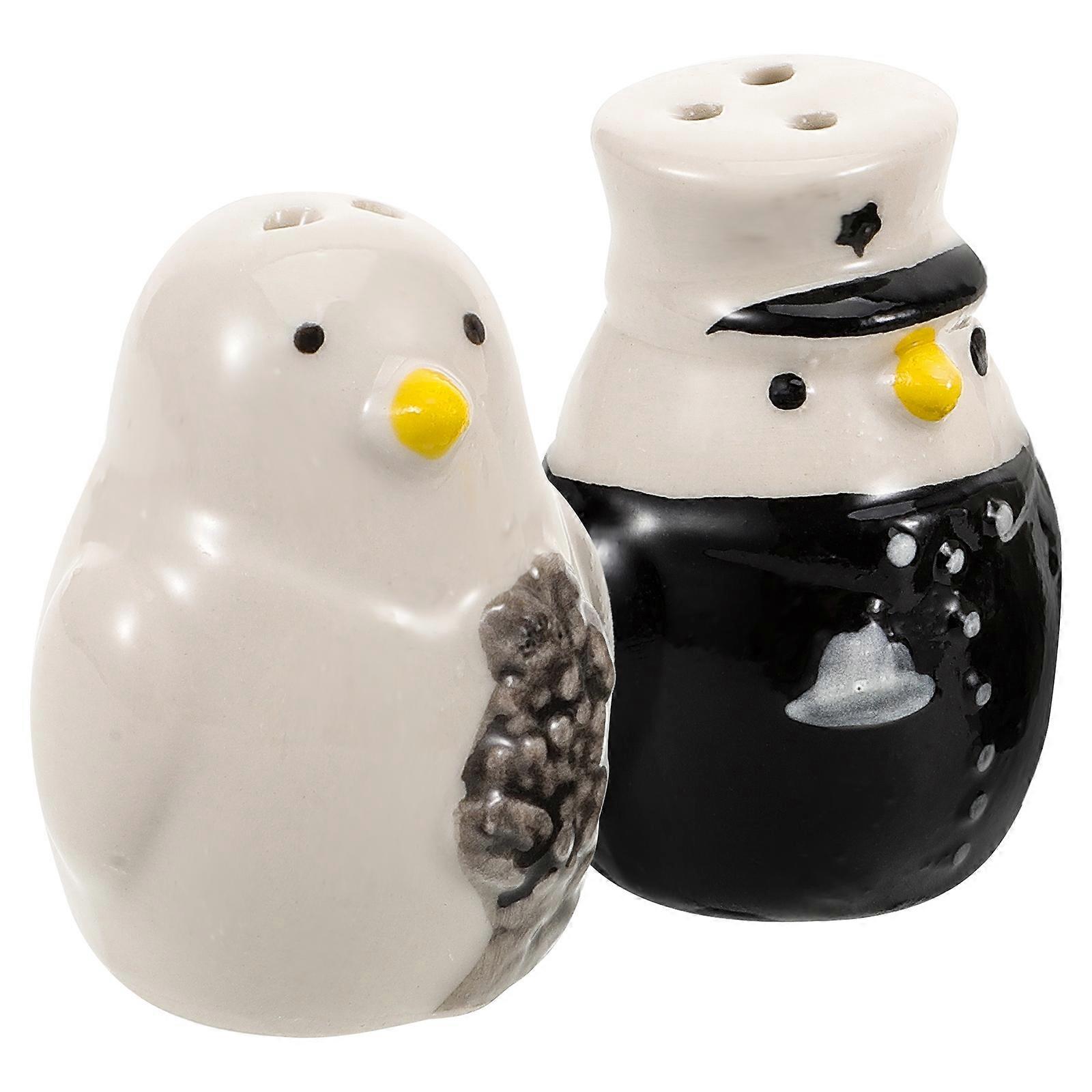 Multi Ceramic Penguin Seasoning Jar for Storage 2Pcs Salt Shaker