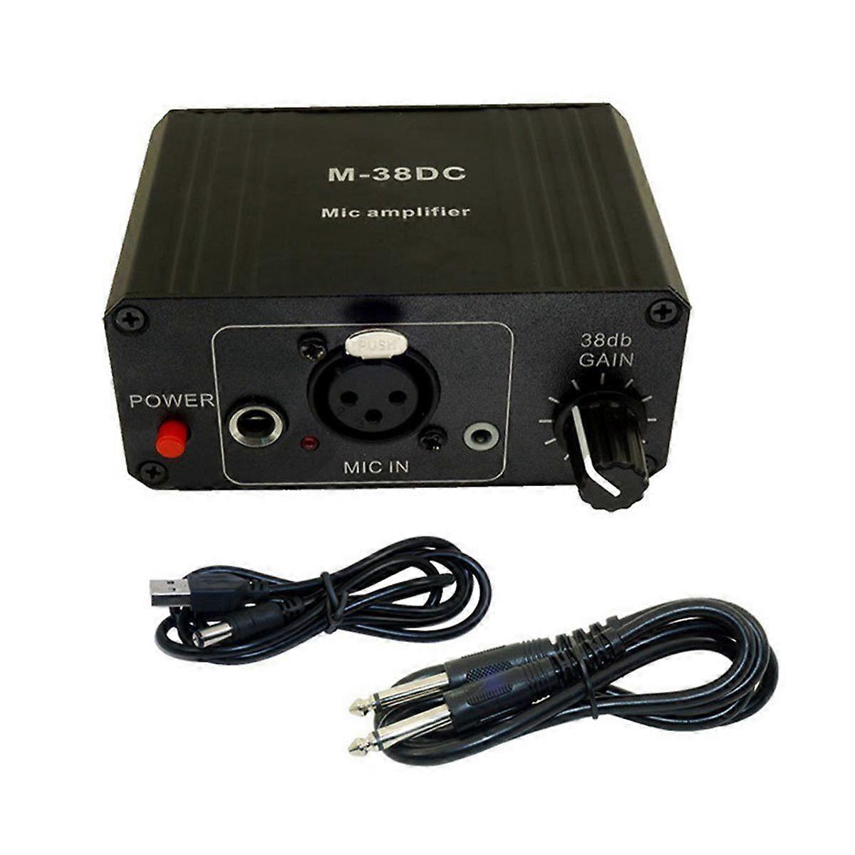Protable Microphone Preamp 48V Phantom Power High Gain XLR Output Mic Preamplifier for Dynamic/Conde