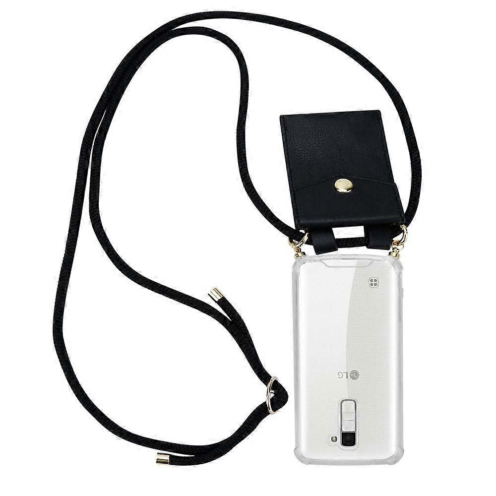 Cell Phone Chain for LG K10 2016 Silicone Protective Case - Cord with Golden Elements