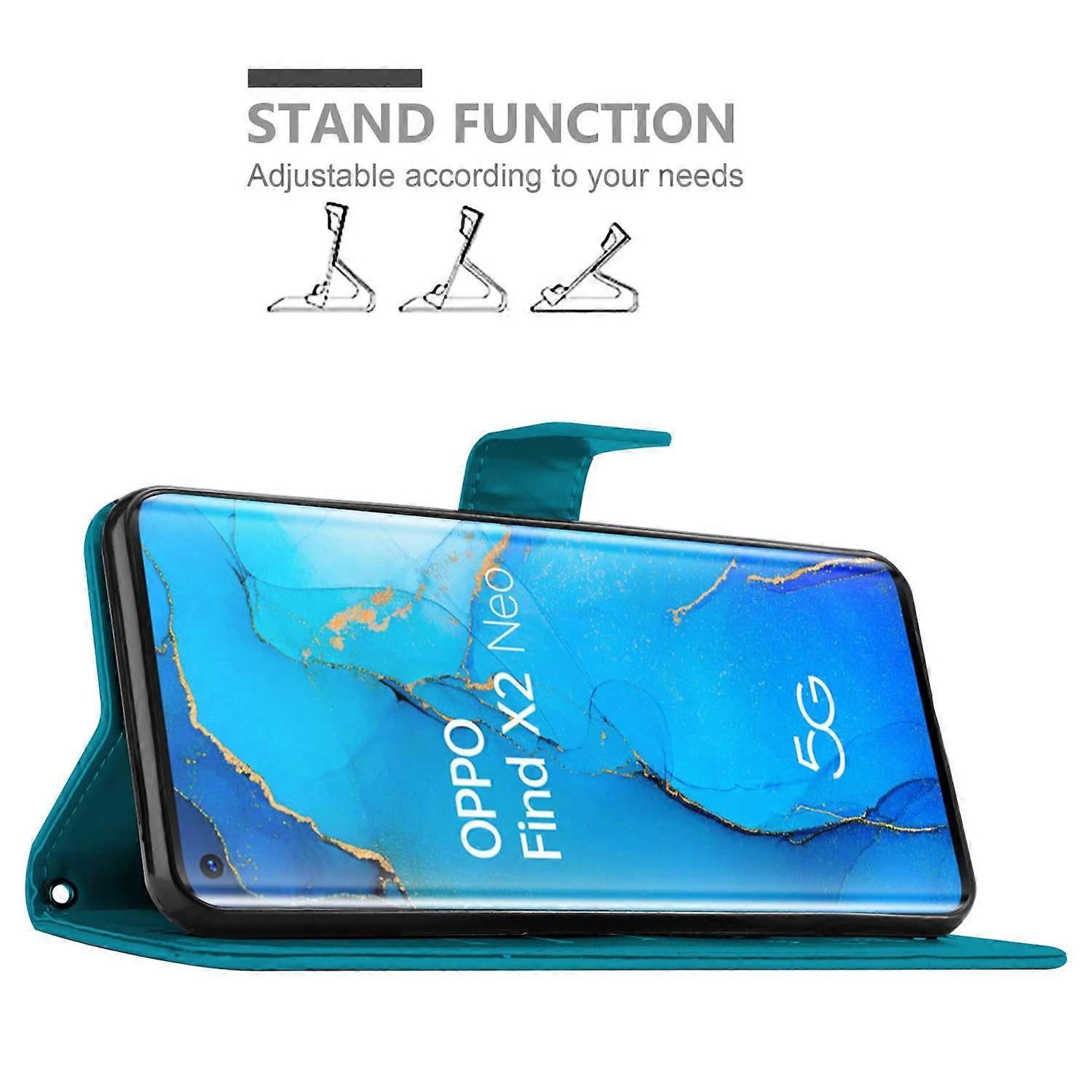 Oppo FIND X2 NEO -suojakotelo - kukkaprintillä ja korttipaikalla