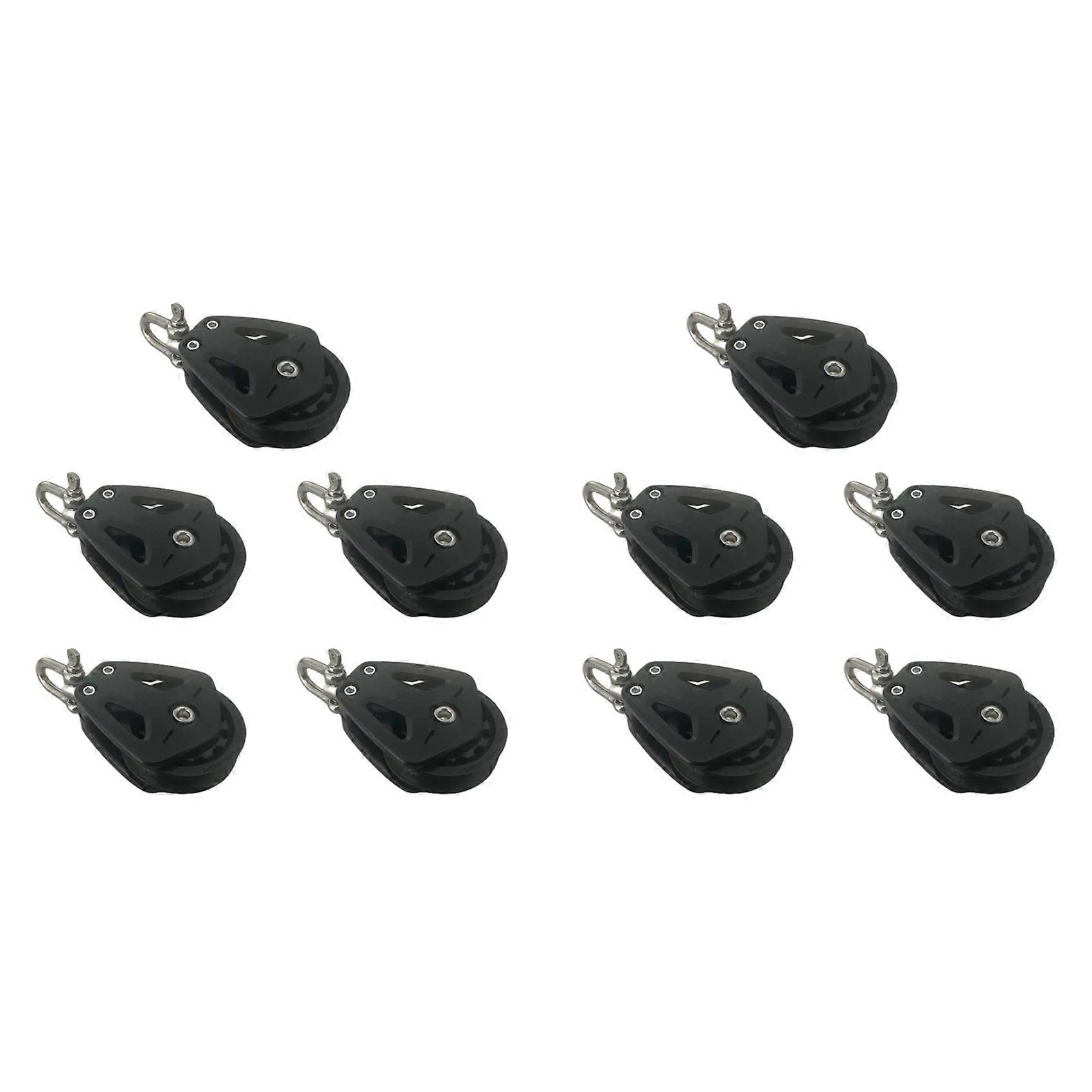 10X High Load Sheave Block Universal-Head Single Pulley Swivel Shackle Sailboat Plain Bearing Block Rope
