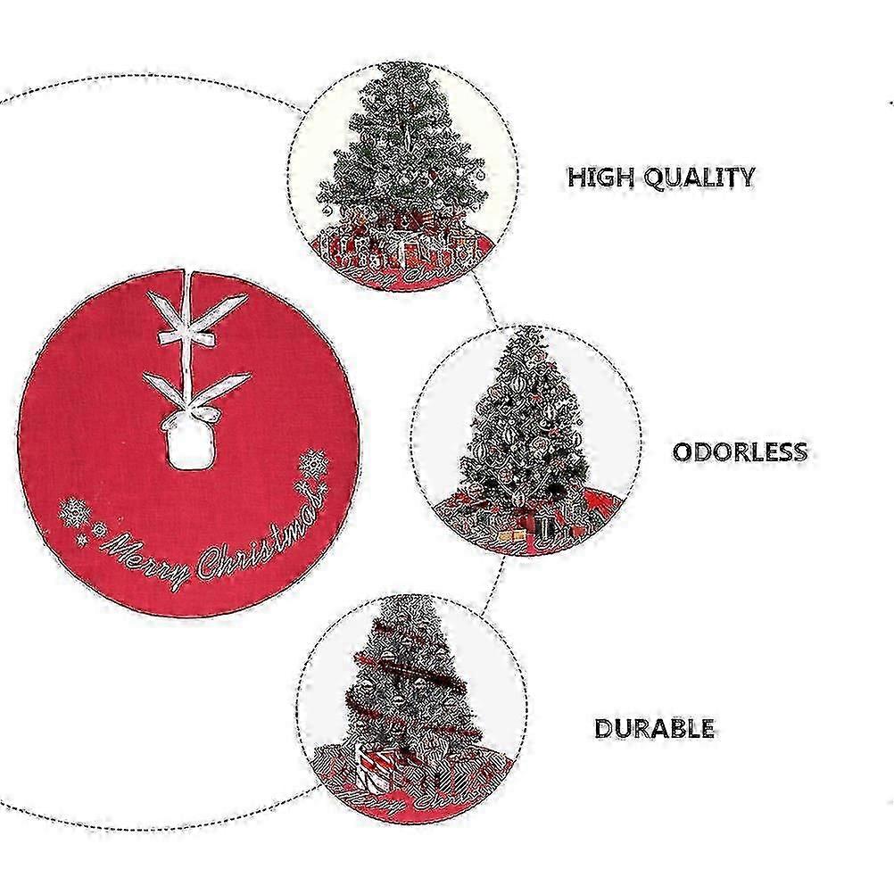 Christmas tree skirt with festive pattern for holiday decor red 1pc