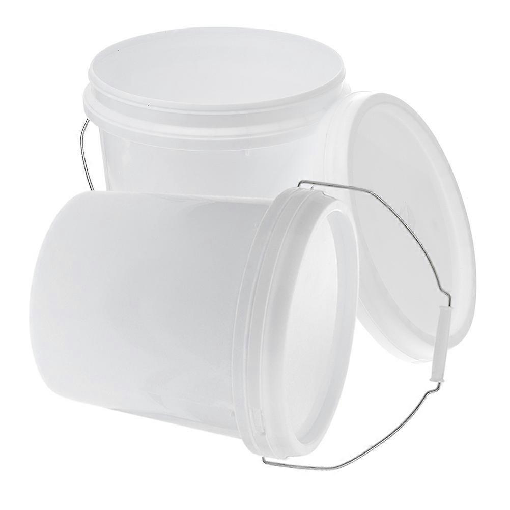 Reusable Plastic Bucket with Lid Sealed Bucket for Storage 2Pcs White