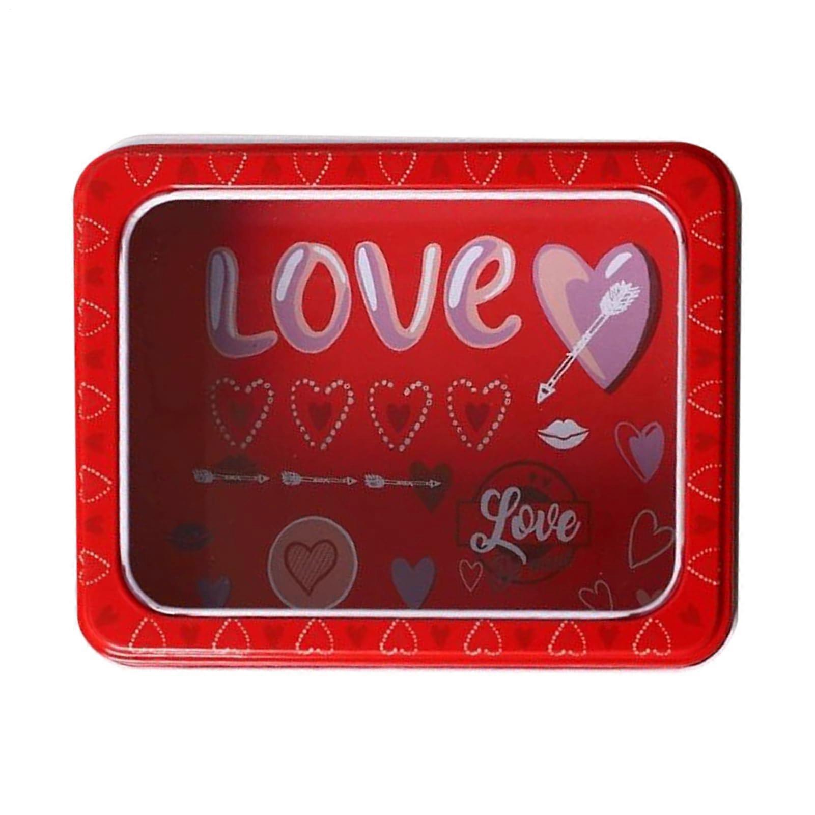 Valentine Candy Tin with Clear Window, Red Gift Box for Cookies, Jewelry and MultiPurpose Storage