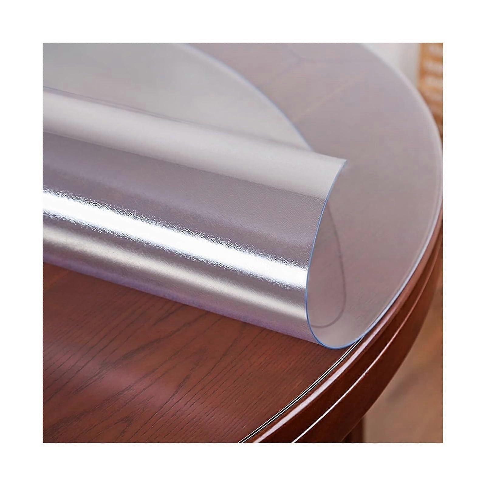 Round PVC Table Protector 80cm Waterproof Clear Heat Resistant Table Cover for Dining
