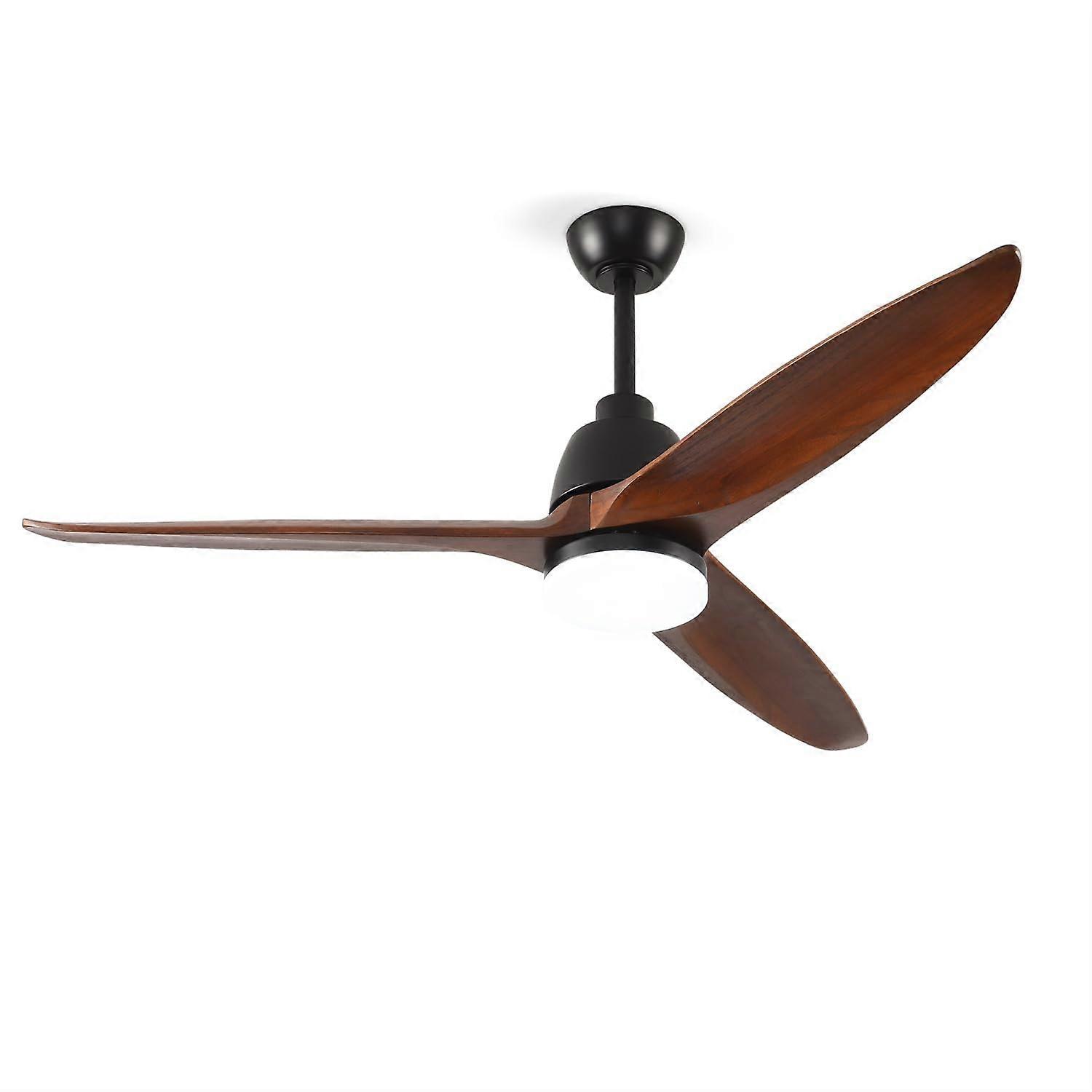 52 Inch Modern Ceiling Fan with Light and Remote, Black Solid Wood Blades, Reversible DC Motor