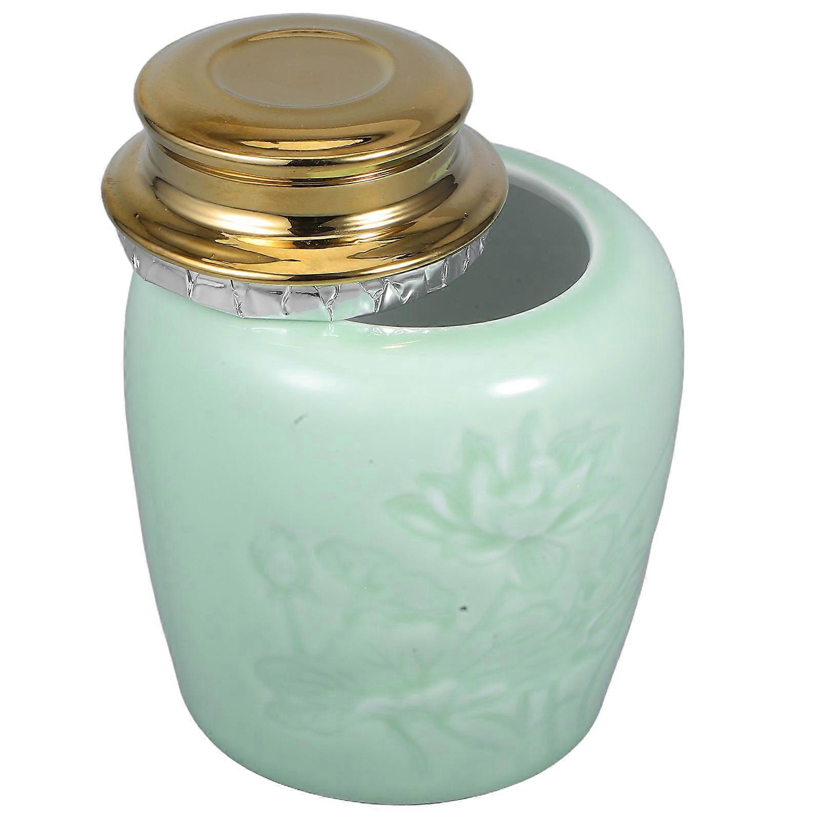 Light Green Ceramic Storage Jar For Home Use With Polishing Process 1Pack
