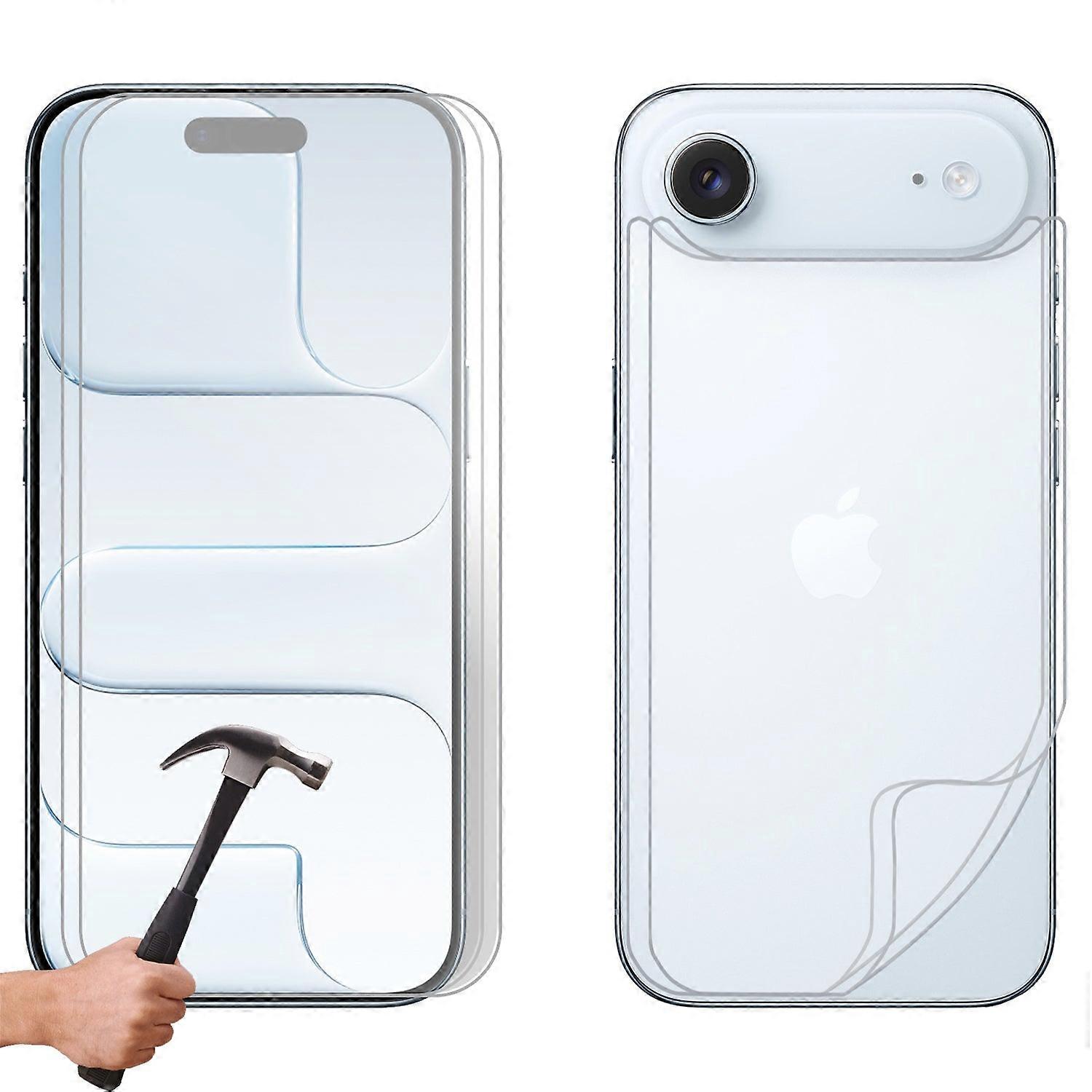 2 Set Tempered Glass Screen Protector For Apple Iphone 17 Air Front And Film Back Bulk