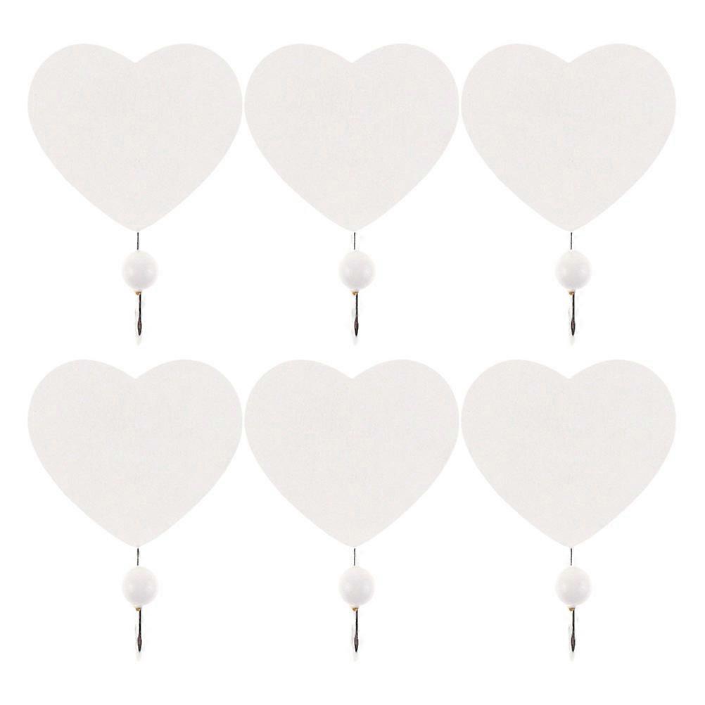 Wooden Heart Shape Hooks Wall Hook for Hanging 6Pcs Multi-Functional Set