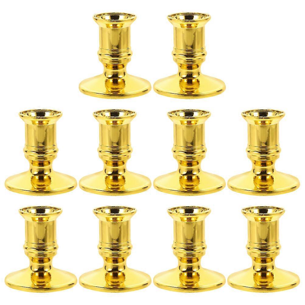 Electronic Candleholder Plastic Candlestick Holder for Storage Use 10Pcs Golden