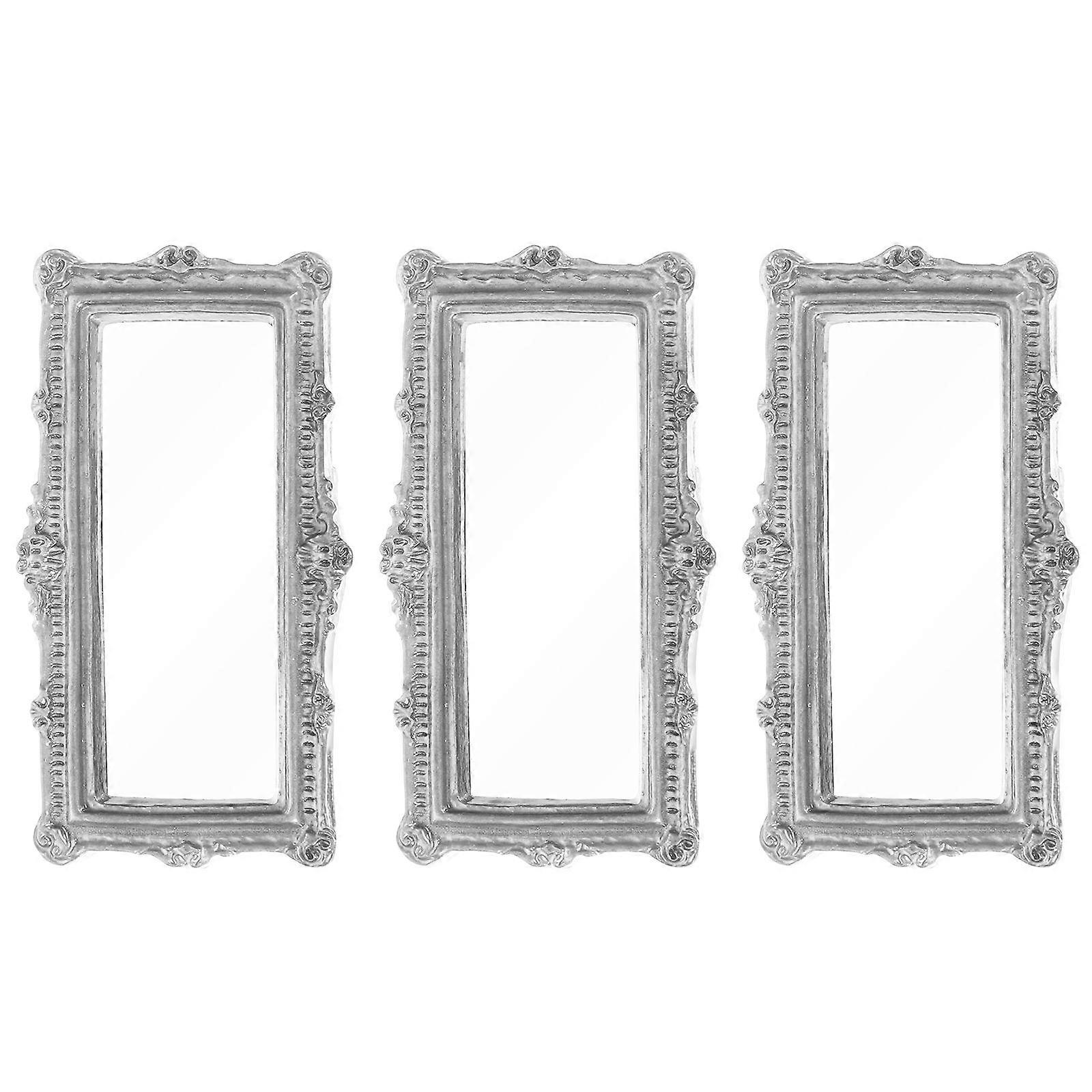 Resin Silver Ancient Mirror Accessories Mini Mirror for Decoration 3Pcs
