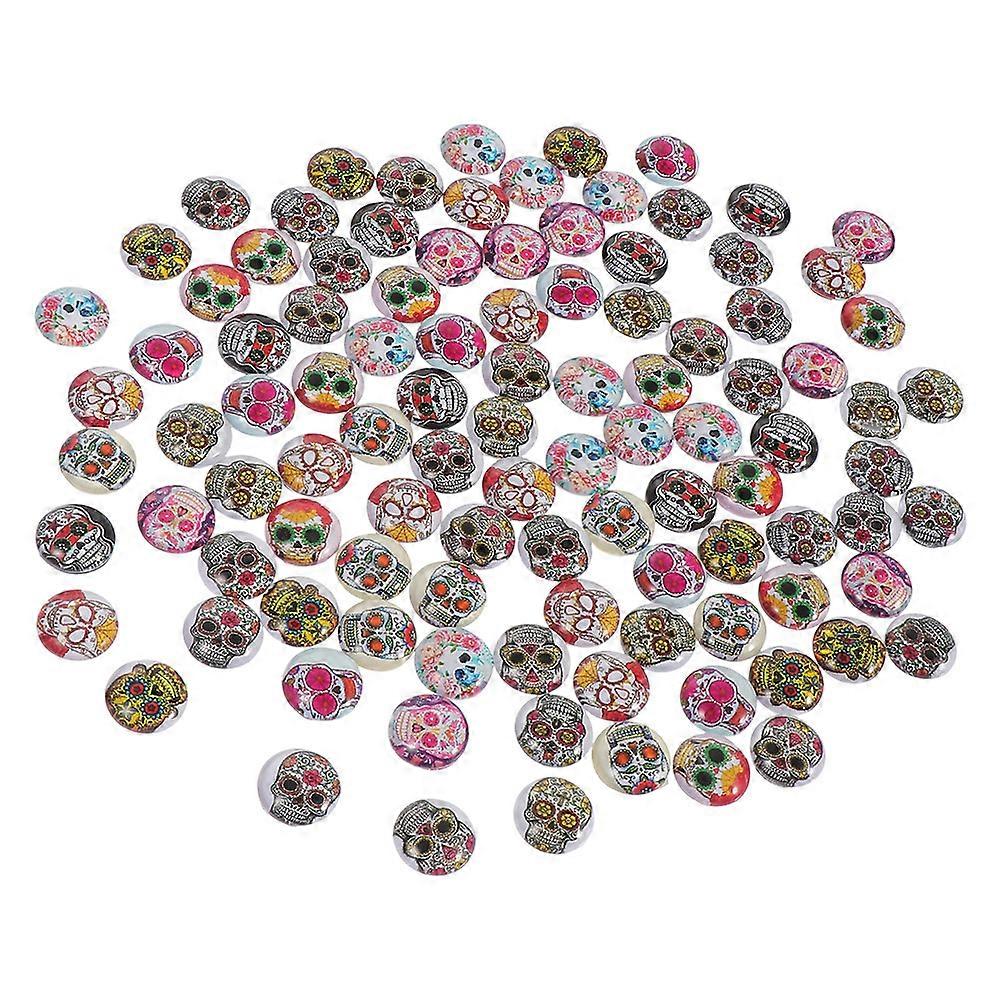 Glass Dome Patches Skull Pattern for Decoration 100Pcs Pack