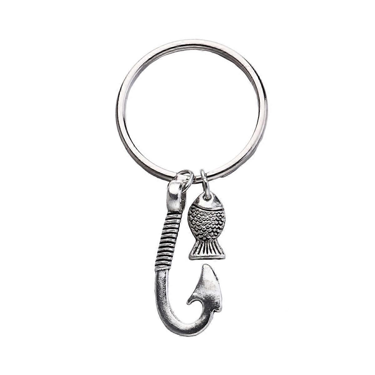 Fishing Theme Keychains Design Key Holder For Everyday Use In Silver Color With Durable Function 1Pcs