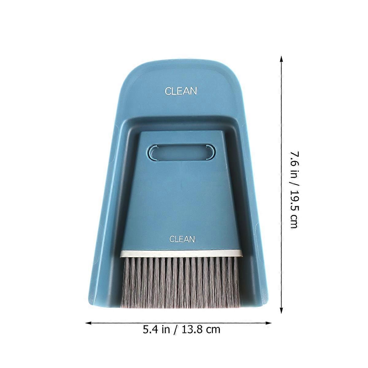 Desktop Dustpan and Mini Broom Set Durable Practical for Home Use PP Material Dark Blue
