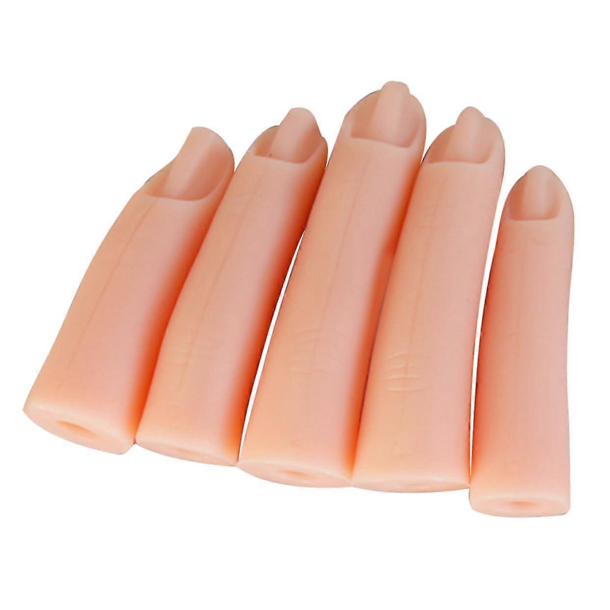 5pcs Reusable Silicone Nail Art Practice Fingers with Realistic Training Surface for Manicure