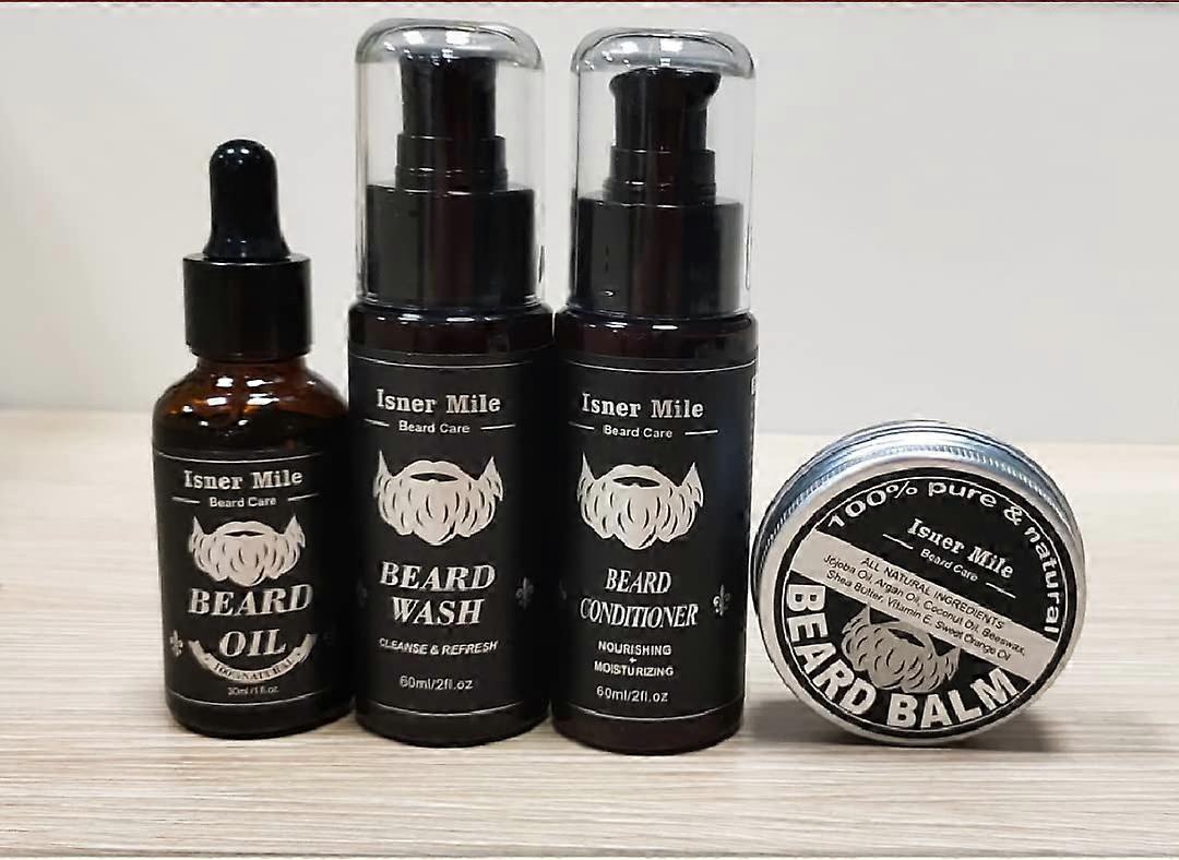 Beard Grooming Kit for Men with Wash Oil Balm, Deep Hydration, Soft Finish Gift Set
