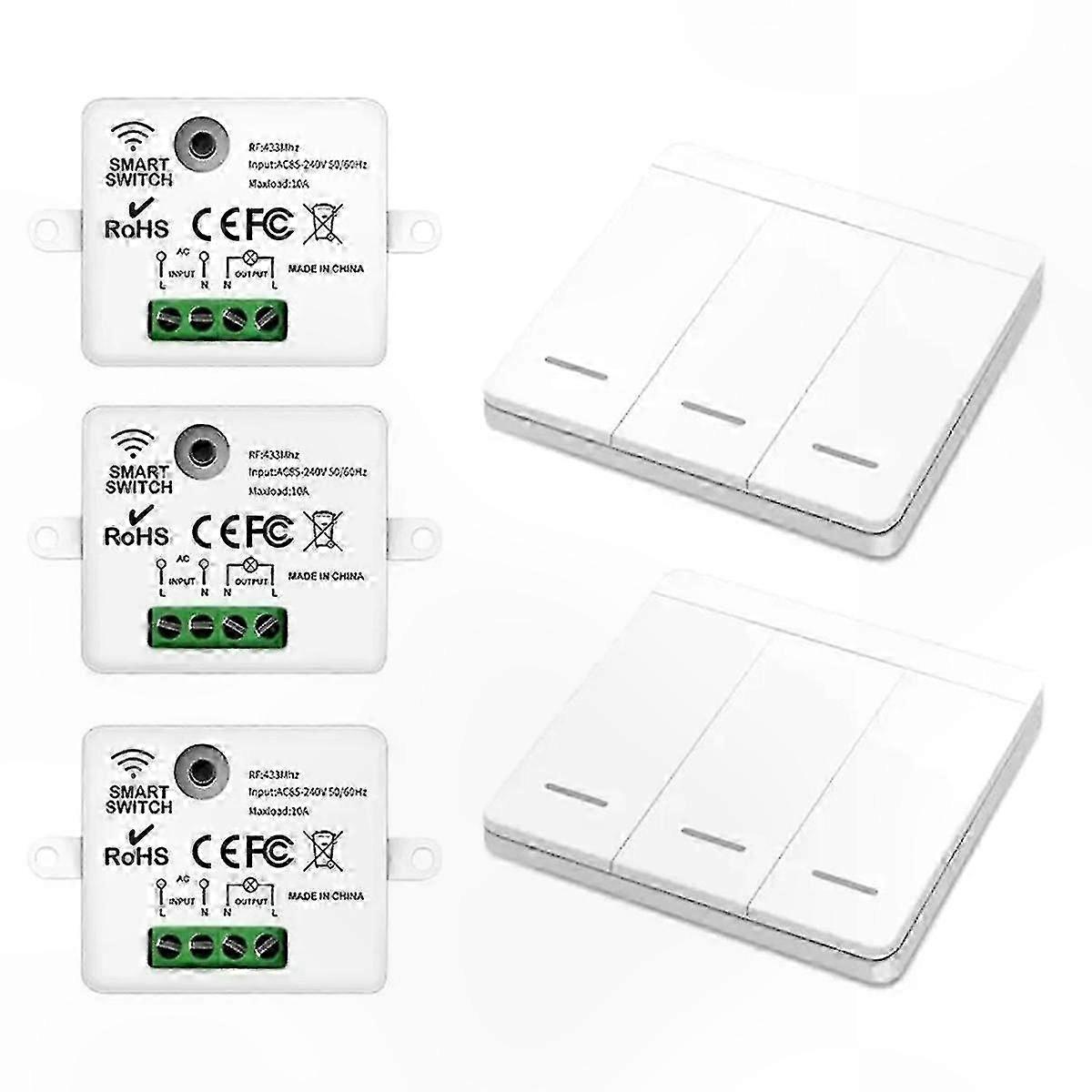 Smart Wireless Switch 433MHz RF Push Button Wall Panel for Light Control Remote Controller Wall Switch Self-Powered