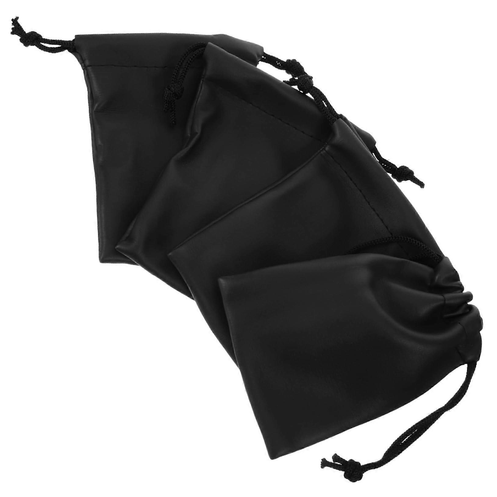 4pcs Leather Microphone Pouch with Drawstring for Handheld Mic Holder Accessories Dustproof