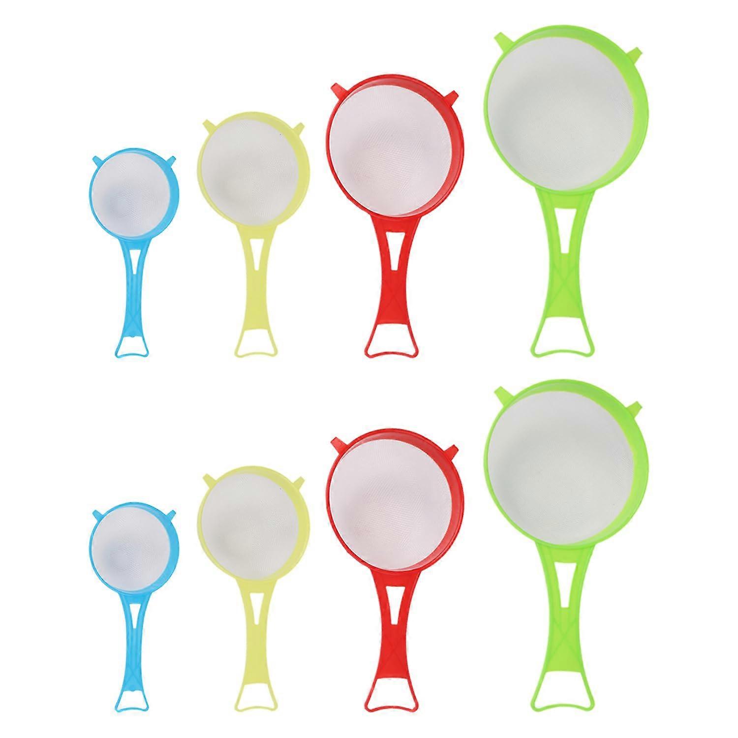 8 Pieces Handheld Flour Sieve Set with Fine Mesh, Plastic Kitchen Sifter for Baking and Cooking