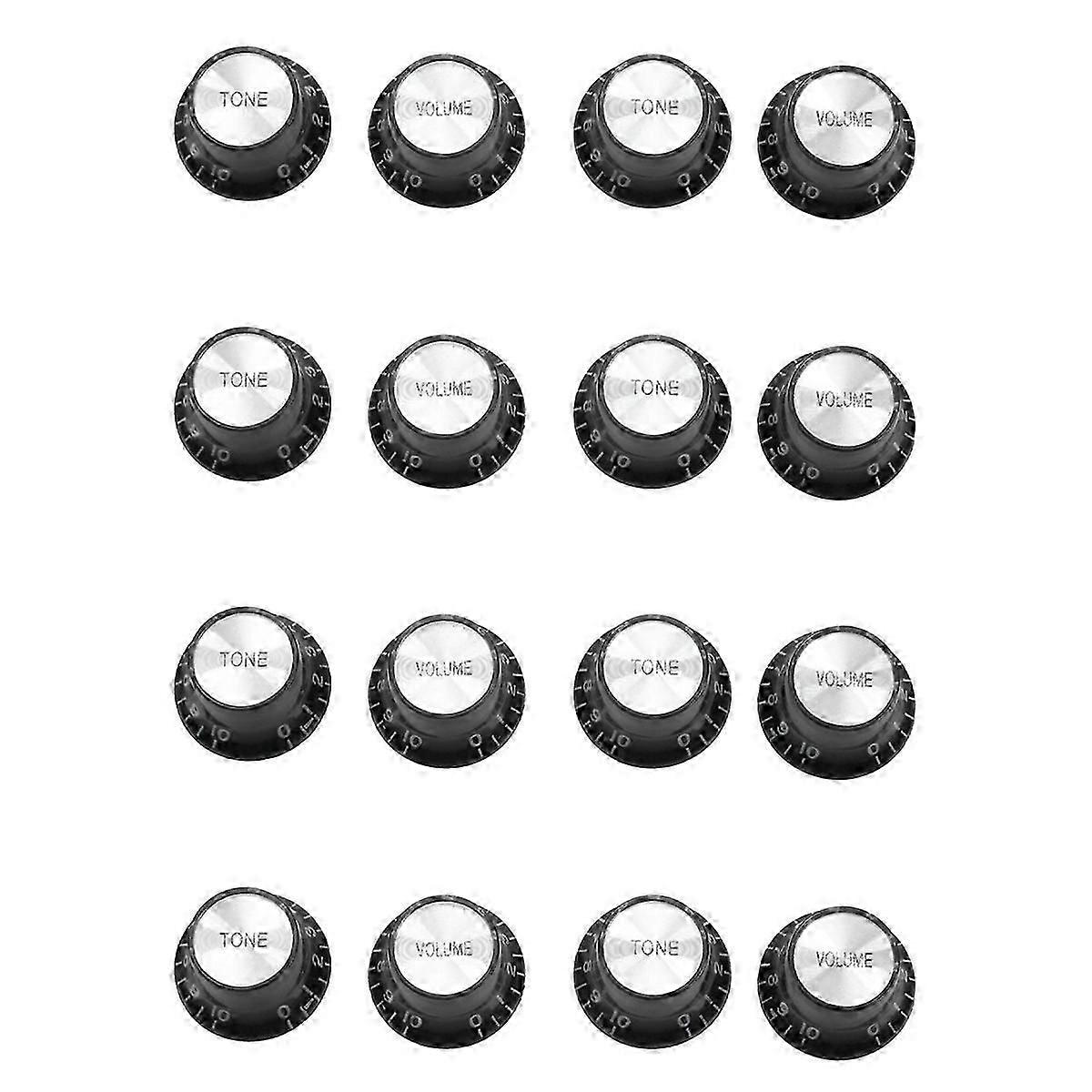 Guitar Knobs 2 Volumes and 2 Tones Silver Top Hat Bell
