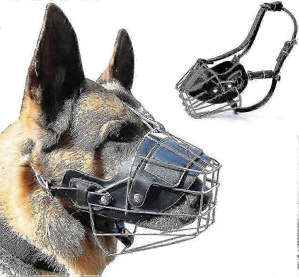 Durable Leather and Metal Dog Muzzle for Training and Safety