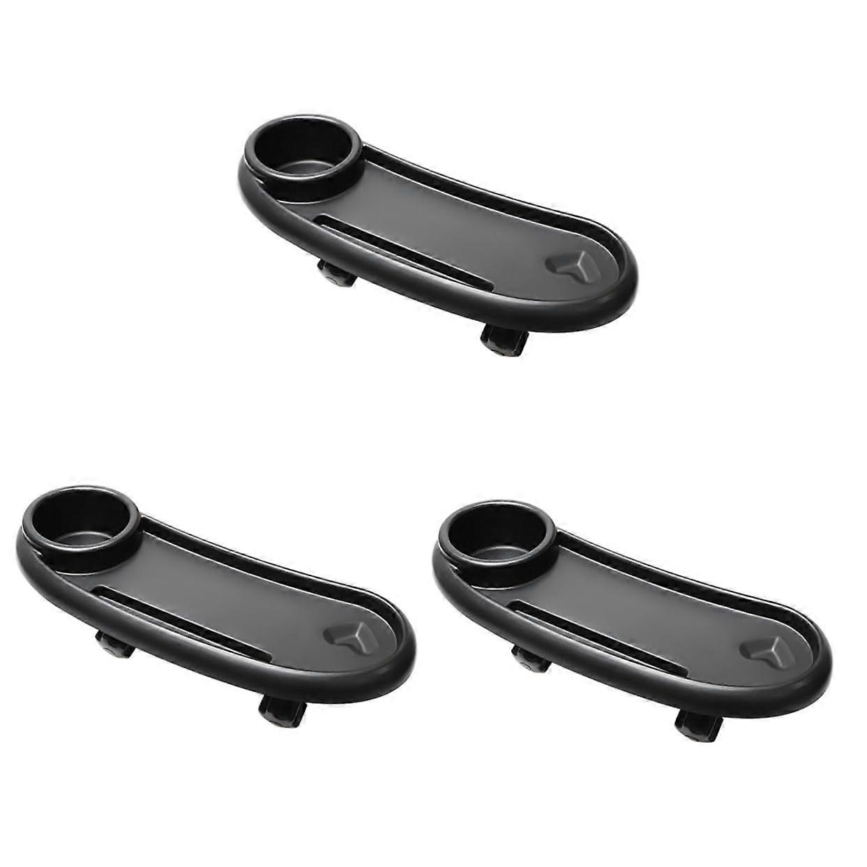 3pcs Universal Stroller Snack Tray with Removable Cup Holder Easy Install and Clean Durable Black