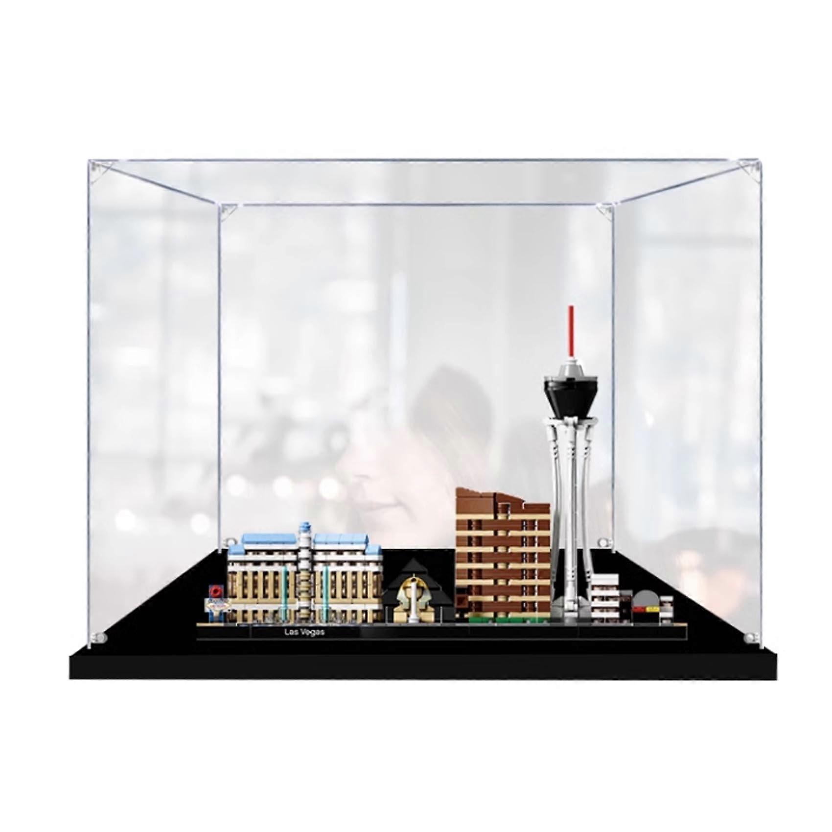 Acrylic Display Case for  21047 Las Vegas Skyline, Dustproof Clear Protective Box with Base