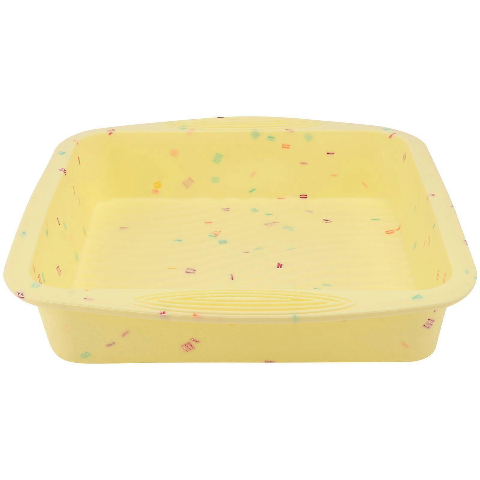 1pc Square Bread Mold Silicone Toast Bread Baking Tray Baking Tool (Yellow)