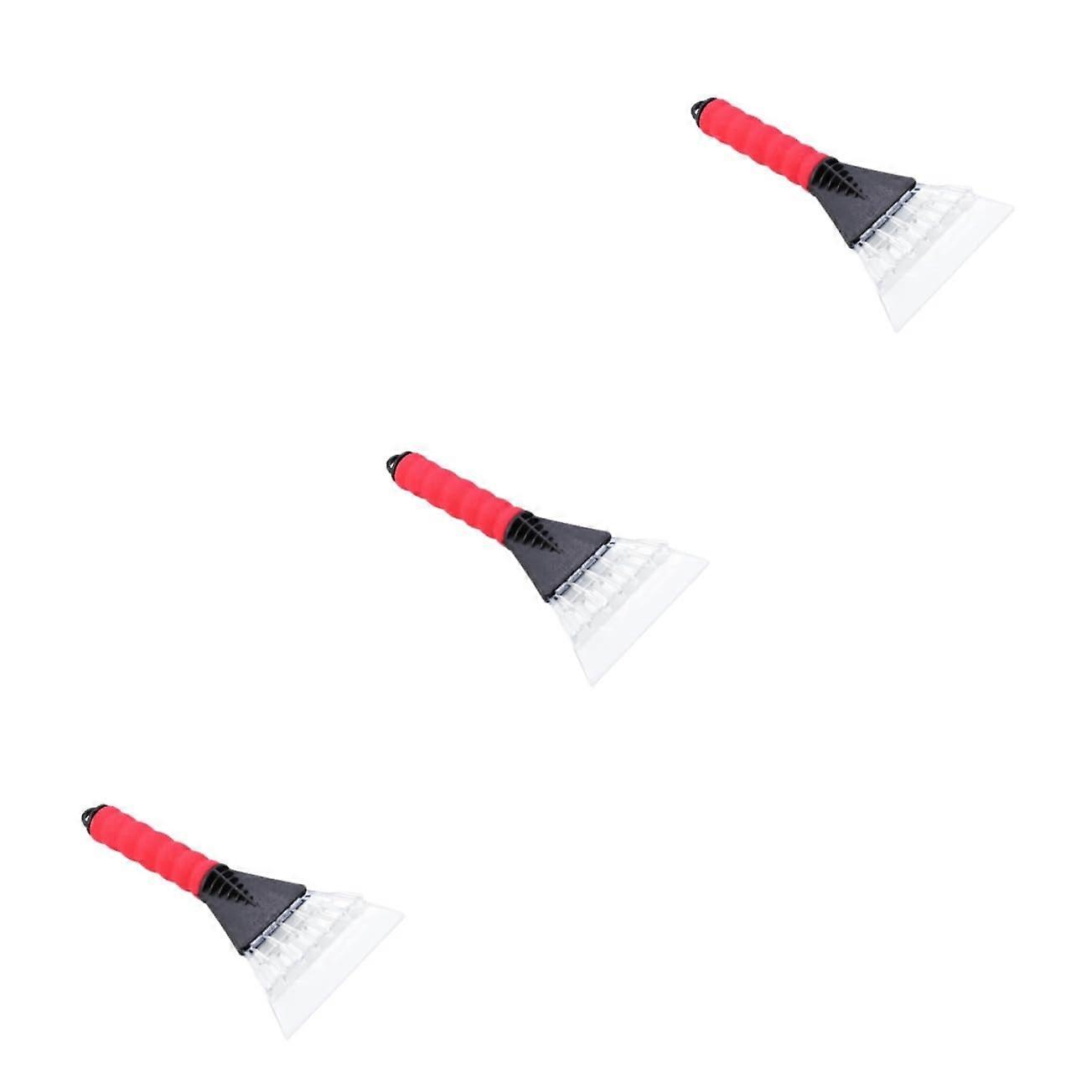 Car Snow Scraper with Rubber Sleeve, Windshield Ice Scraper, Fast Snow Removal, Red, 3pcs